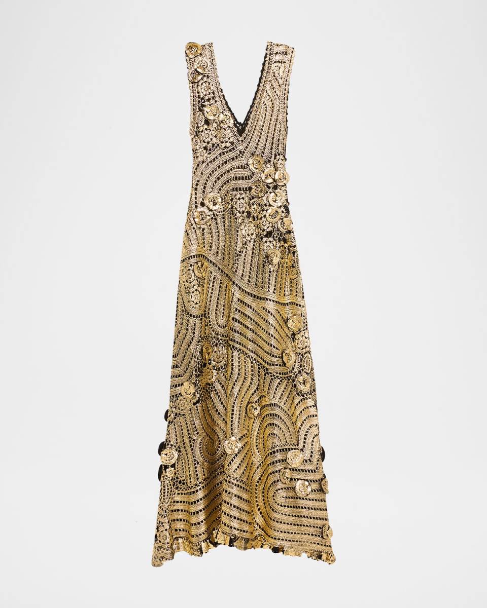 Evelyn Metallic Crochet Dress